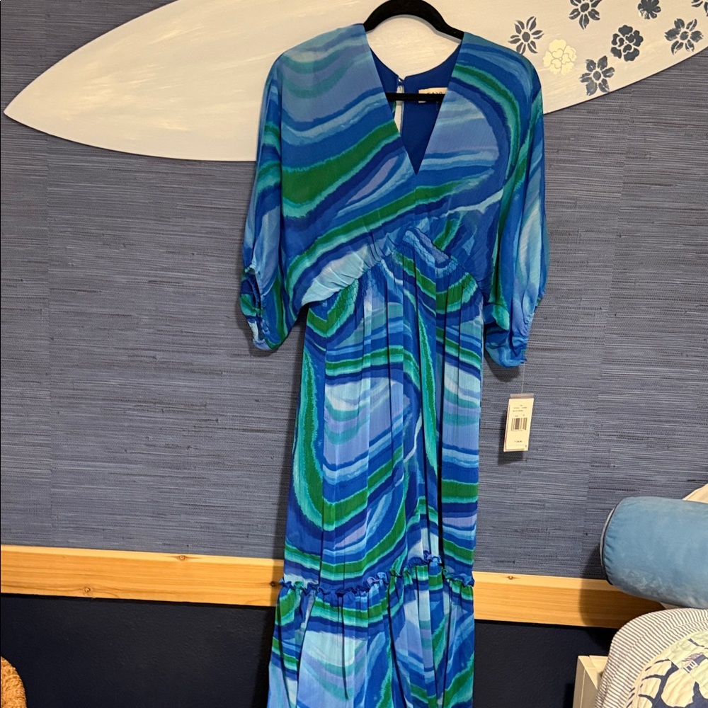 Taylor Blue and Green Maxi Dress